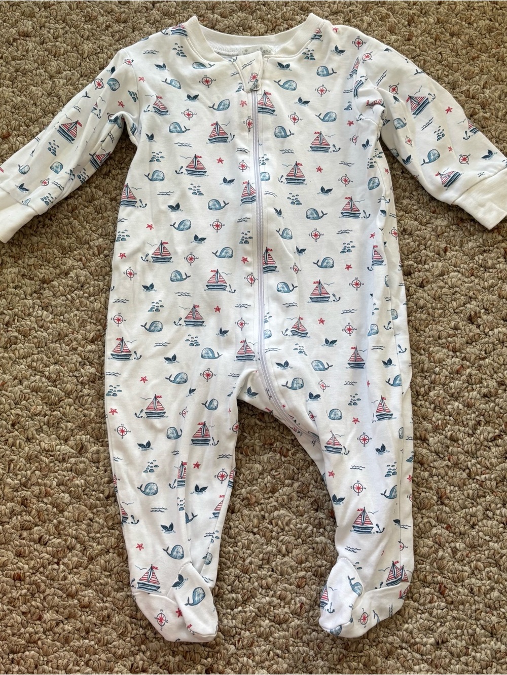 Kissy Kissy Red & Blue Nautical Print Onesie 9M